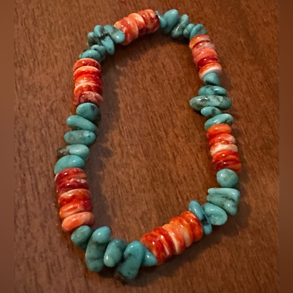 Beautiful turquoise spiny oyster bracelet